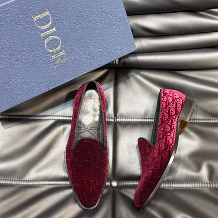 CD TIMELESS OBLIQUE LOAFER RED PINK VELVET