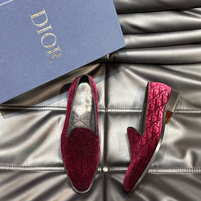 CD TIMELESS OBLIQUE LOAFER RED PINK VELVET