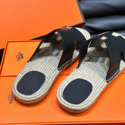 HM ANTIGUA ESPADRILLE SANDAL BLACK CALFSKIN