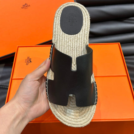 HM ANTIGUA ESPADRILLE SANDAL BLACK CALFSKIN