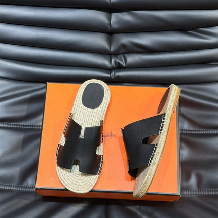 HM ANTIGUA ESPADRILLE SANDAL BLACK CALFSKIN