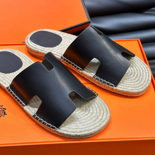 HM ANTIGUA ESPADRILLE SANDAL BLACK CALFSKIN