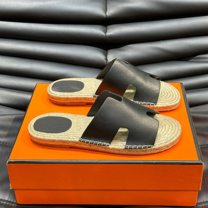HM ANTIGUA ESPADRILLE SANDAL BLACK CALFSKIN