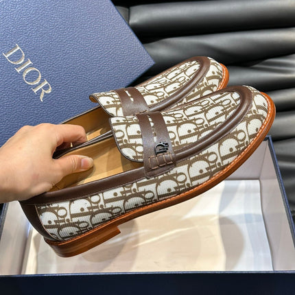 CD GRANVILLE LOAFER BROWN-WHITE MONOGRAM JACQUARD