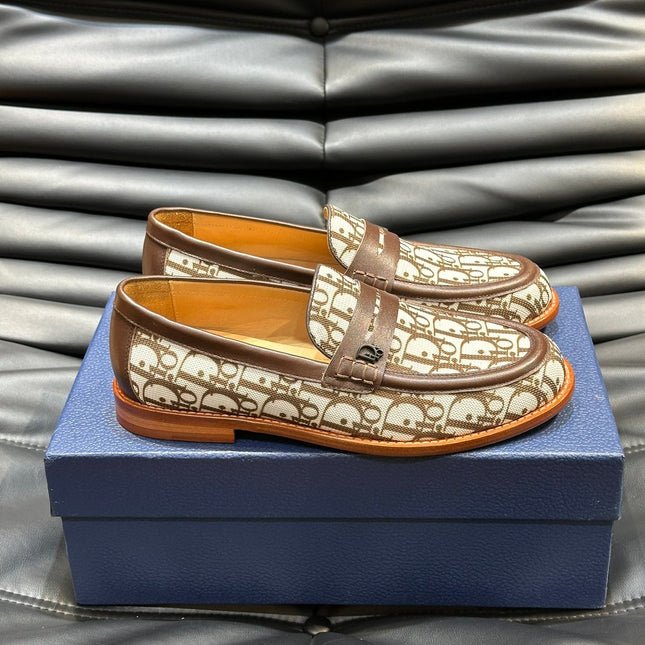 CD GRANVILLE LOAFER BROWN-WHITE MONOGRAM JACQUARD