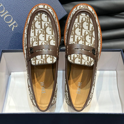 CD GRANVILLE LOAFER BROWN-WHITE MONOGRAM JACQUARD