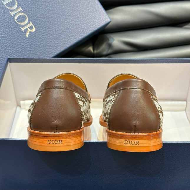 CD GRANVILLE LOAFER BROWN-WHITE MONOGRAM JACQUARD