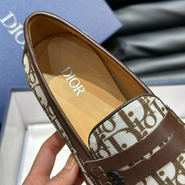 CD GRANVILLE LOAFER BROWN-WHITE MONOGRAM JACQUARD