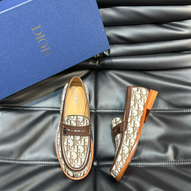 CD GRANVILLE LOAFER BROWN-WHITE MONOGRAM JACQUARD