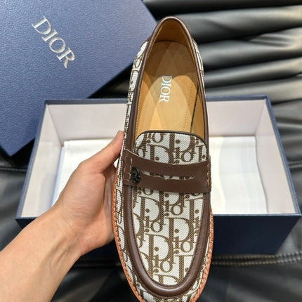 CD GRANVILLE LOAFER BROWN-WHITE MONOGRAM JACQUARD