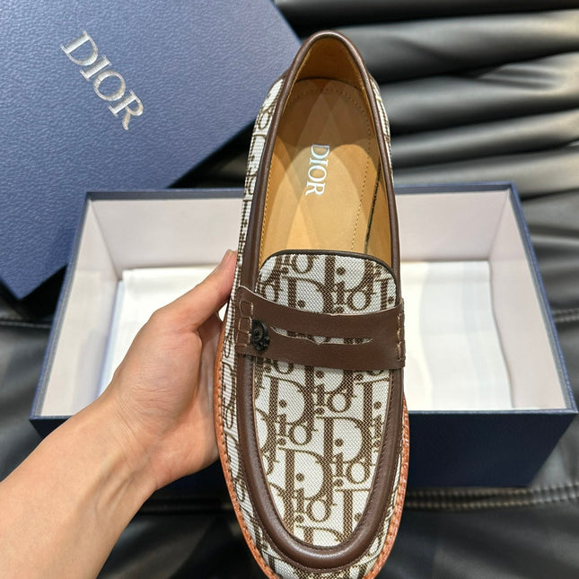 CD GRANVILLE LOAFER BROWN-WHITE MONOGRAM JACQUARD