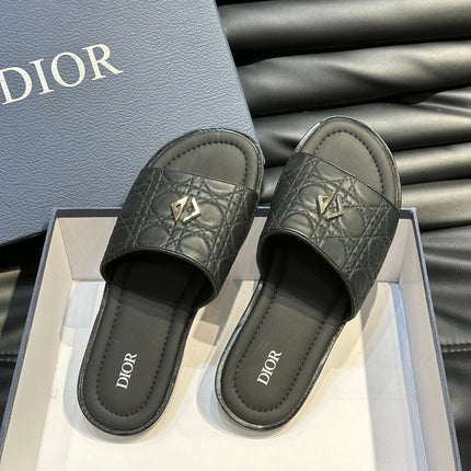 CD ALIAS SUMMER SLIPPER BLACK EMBOSSED CALFSKIN