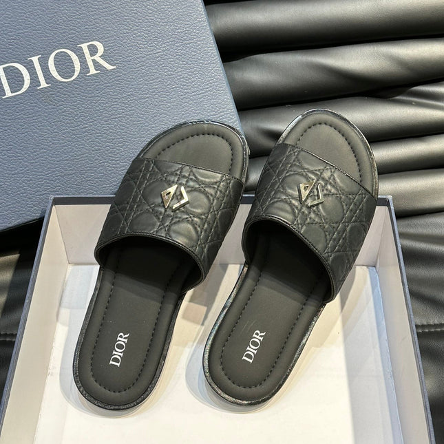 CD ALIAS SUMMER SLIPPER BLACK EMBOSSED CALFSKIN