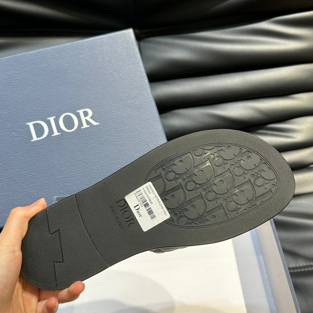 CD ALIAS SUMMER SLIPPER BLACK EMBOSSED CALFSKIN