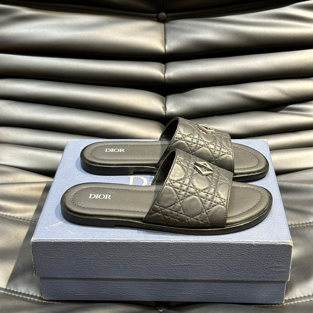 CD ALIAS SUMMER SLIPPER BLACK EMBOSSED CALFSKIN