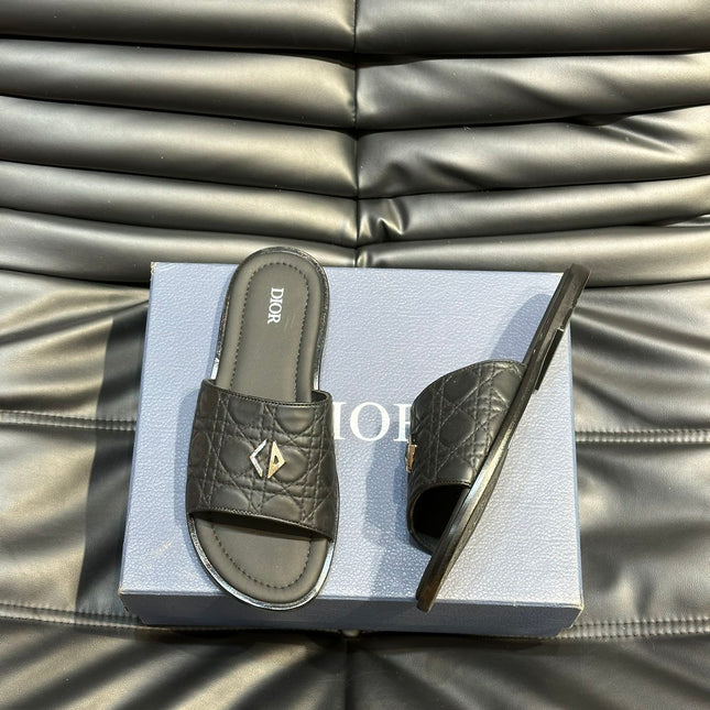 CD ALIAS SUMMER SLIPPER BLACK EMBOSSED CALFSKIN