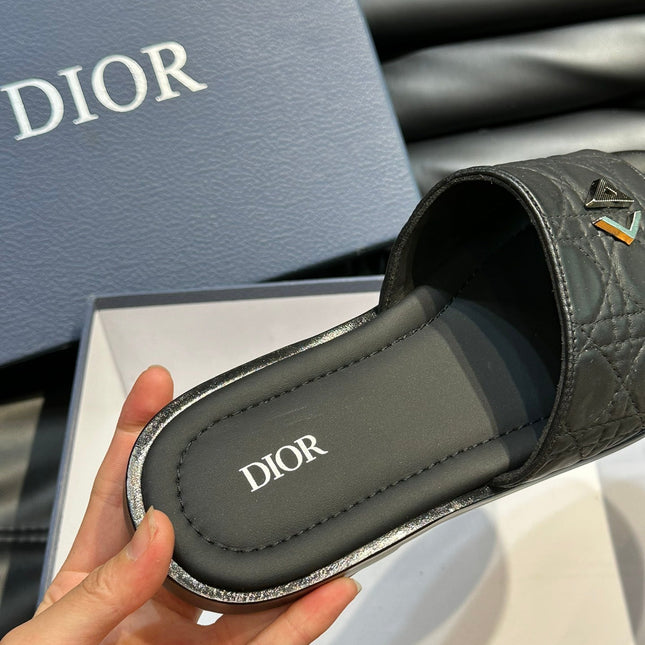 CD ALIAS SUMMER SLIPPER BLACK EMBOSSED CALFSKIN