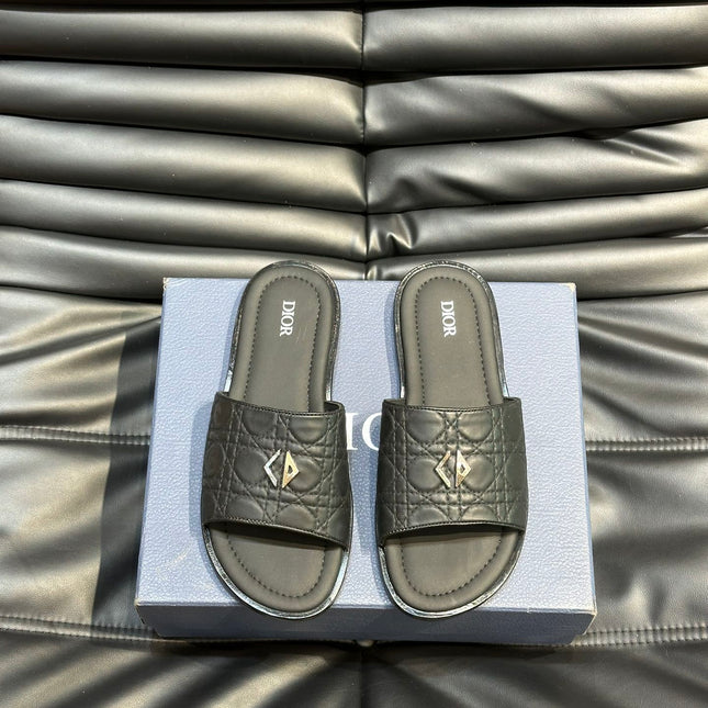 CD ALIAS SUMMER SLIPPER BLACK EMBOSSED CALFSKIN