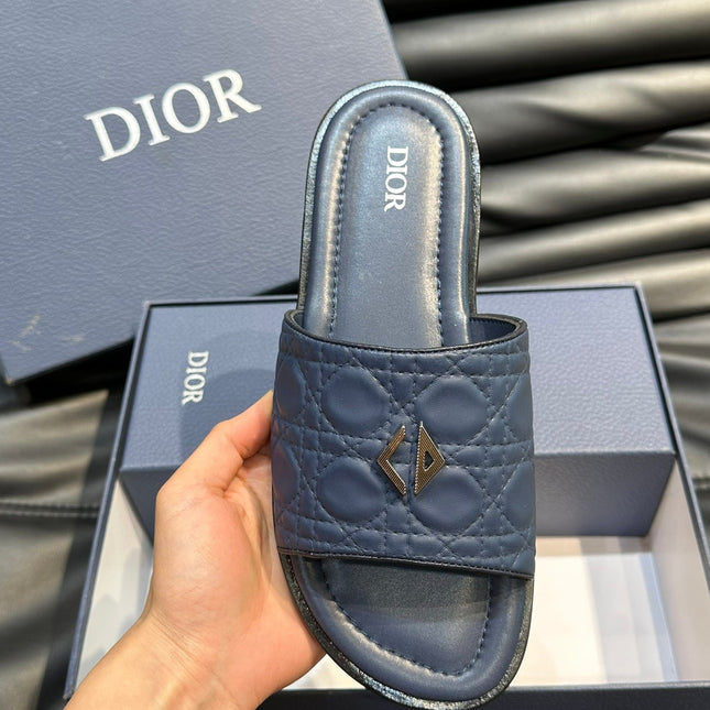 CD ALIAS SUMMER SLIPPER NAVY EMBOSSED CALFSKIN