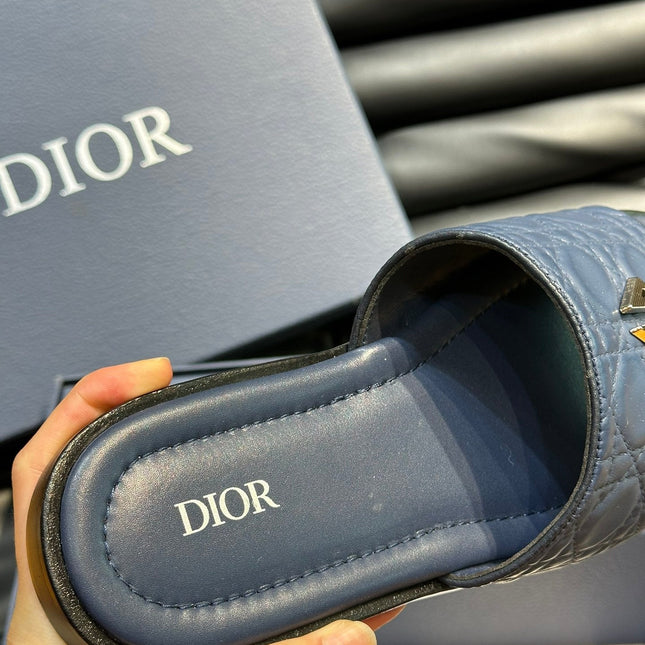 CD ALIAS SUMMER SLIPPER NAVY EMBOSSED CALFSKIN