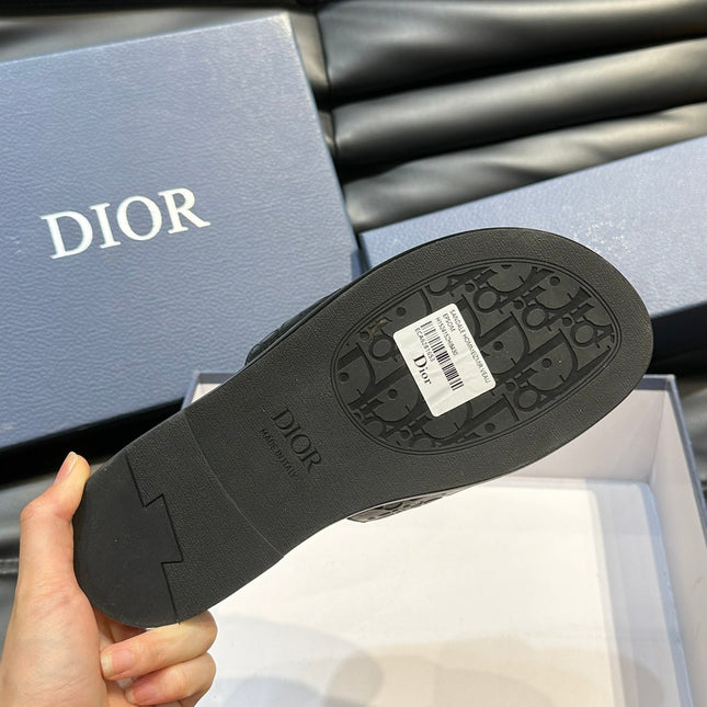 CD SLIDE ALIDAS SLIPPER BLACK CALFSKIN AND SILK