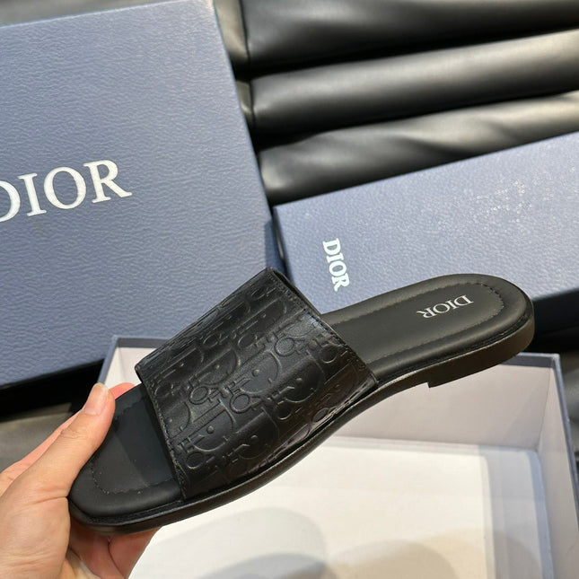 CD SLIDE ALIDAS SLIPPER BLACK CALFSKIN AND SILK