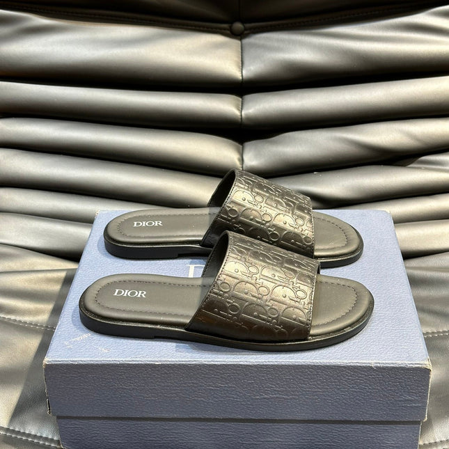 CD SLIDE ALIDAS SLIPPER BLACK CALFSKIN AND SILK