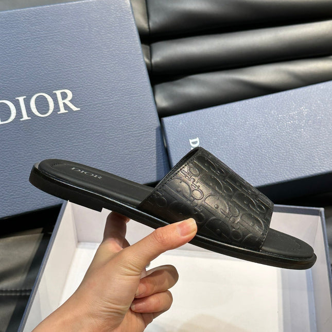 CD SLIDE ALIDAS SLIPPER BLACK CALFSKIN AND SILK