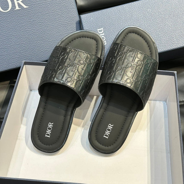 CD SLIDE ALIDAS SLIPPER BLACK CALFSKIN AND SILK