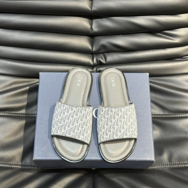 CD SLIDE ALIDAS SLIPPER SAGE JACQUARD AND CALFSKIN