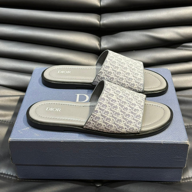 CD SLIDE ALIDAS SLIPPER SAGE JACQUARD AND CALFSKIN