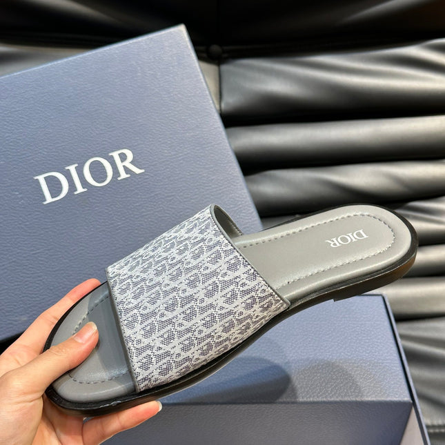 CD SLIDE ALIDAS SLIPPER SAGE JACQUARD AND CALFSKIN