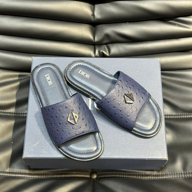 CD ALIAS SUMMER SLIPPER NAVY CALFSKIN