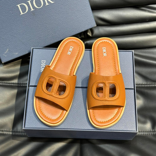 CD D-CLUB SLIDE SLIPPER TIGER GRAINED CALFSKIN