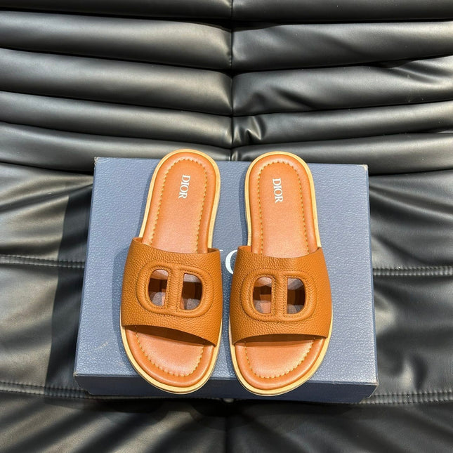 CD D-CLUB SLIDE SLIPPER TIGER GRAINED CALFSKIN