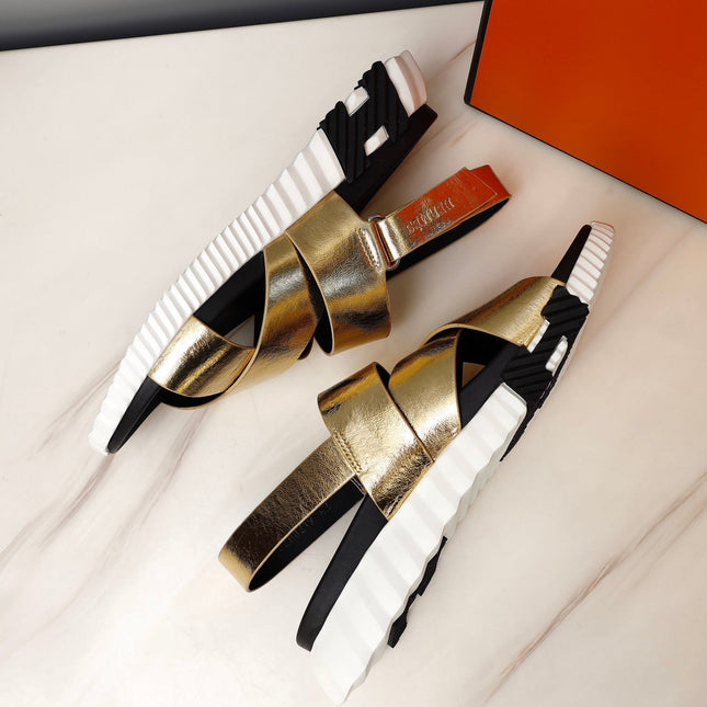 HM ELECTRIC SANDAL  METALLIC GOLD CALFSKIN