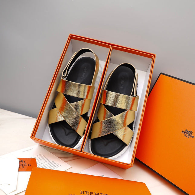 HM ELECTRIC SANDAL  METALLIC GOLD CALFSKIN