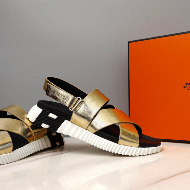 HM ELECTRIC SANDAL  METALLIC GOLD CALFSKIN