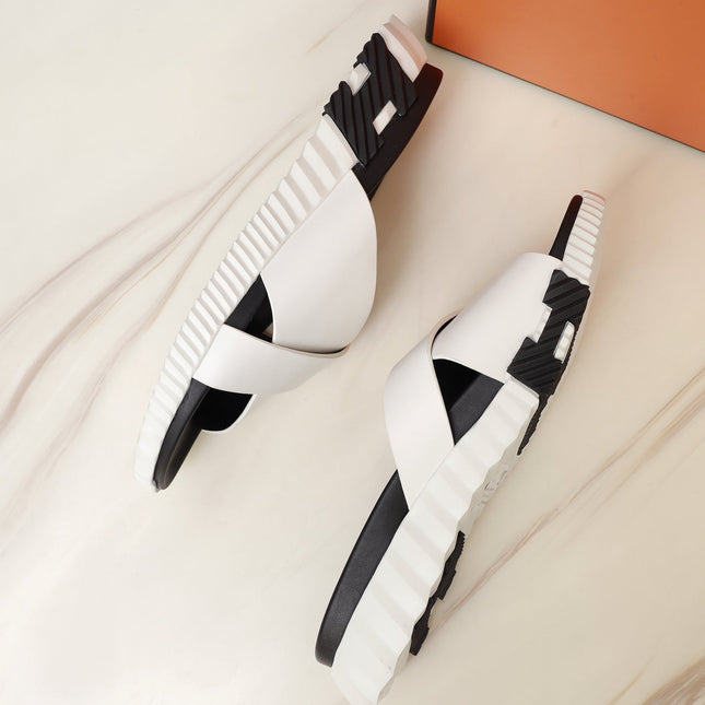 HM INFRA SANDAL WHITE AND BLACK LAMBSKIN