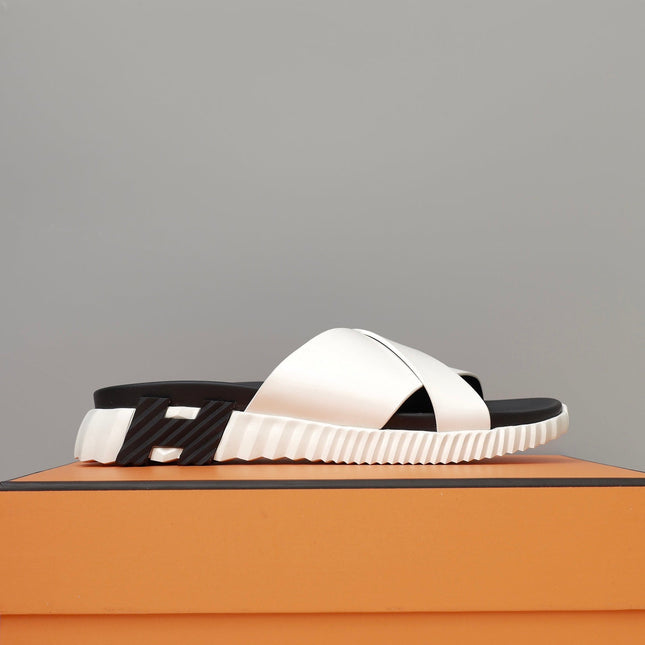 HM INFRA SANDAL WHITE AND BLACK LAMBSKIN