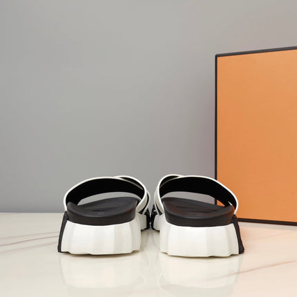 HM INFRA SANDAL WHITE AND BLACK LAMBSKIN
