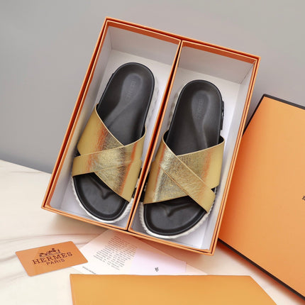 HM INFRA SANDAL GOLD METALLIC LAMBSKIN