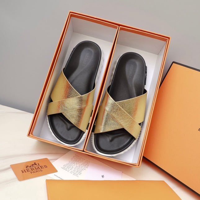 HM INFRA SANDAL GOLD METALLIC LAMBSKIN