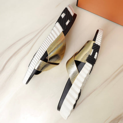 HM INFRA SANDAL GOLD METALLIC LAMBSKIN
