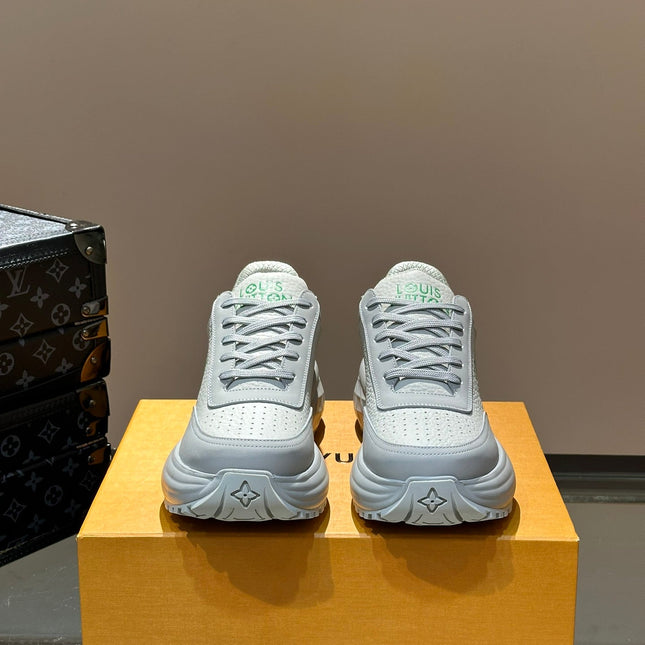 THICK-SOLED SNEAKER WHITE AND GREY CALFSKIN