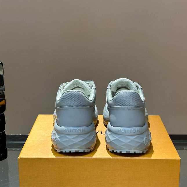 THICK-SOLED SNEAKER WHITE AND GREY CALFSKIN