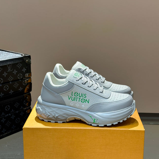 THICK-SOLED SNEAKER WHITE AND GREY CALFSKIN