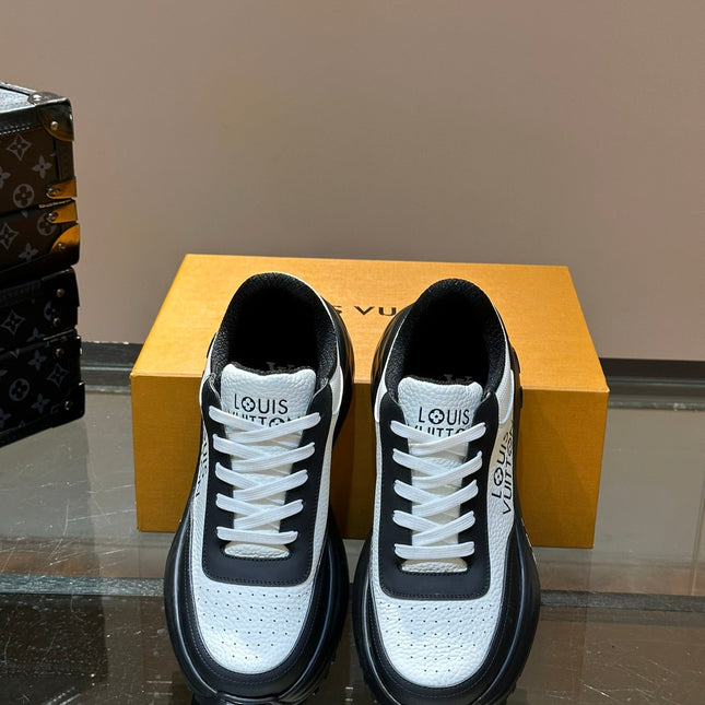 THICK-SOLED SNEAKER BLACK AND WHITE CALFSKIN