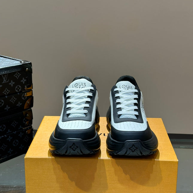 THICK-SOLED SNEAKER BLACK AND WHITE CALFSKIN