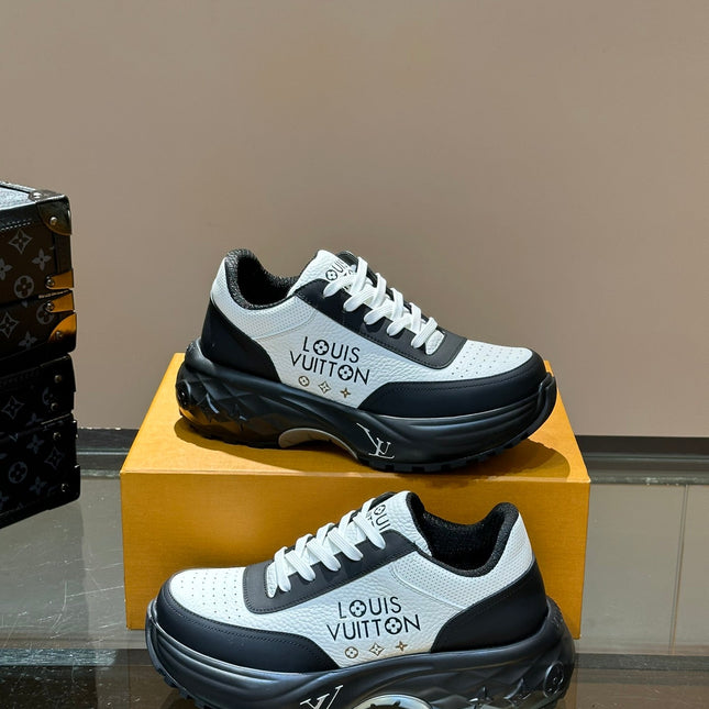 THICK-SOLED SNEAKER BLACK AND WHITE CALFSKIN